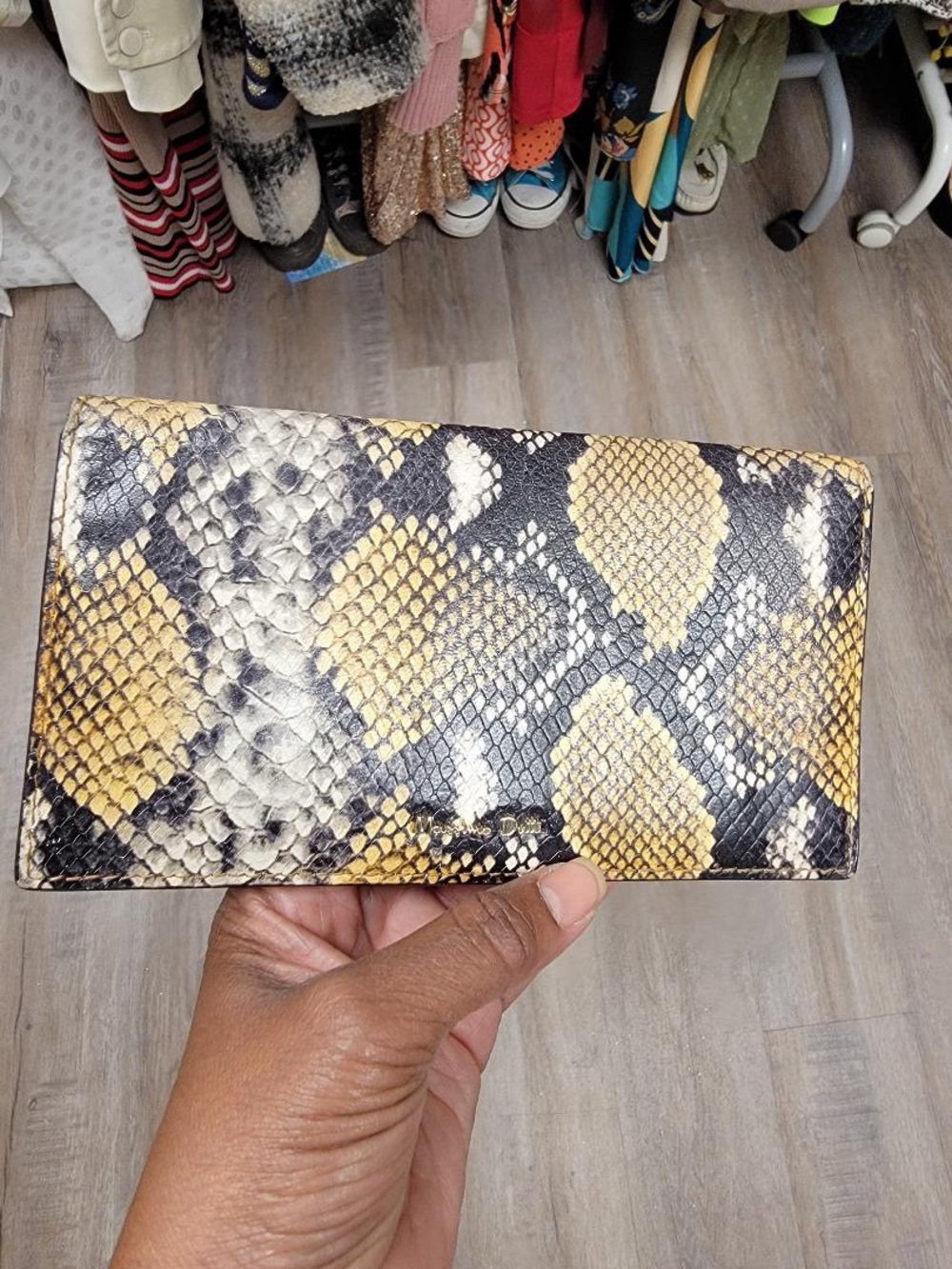 Massimo Dutti Yellow, Black & Cream Snakeskin Wallet